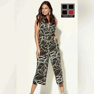 [S]NWOT Carré Noir 2020 Collection Abstract  Pattern Black/White Jumpsuit